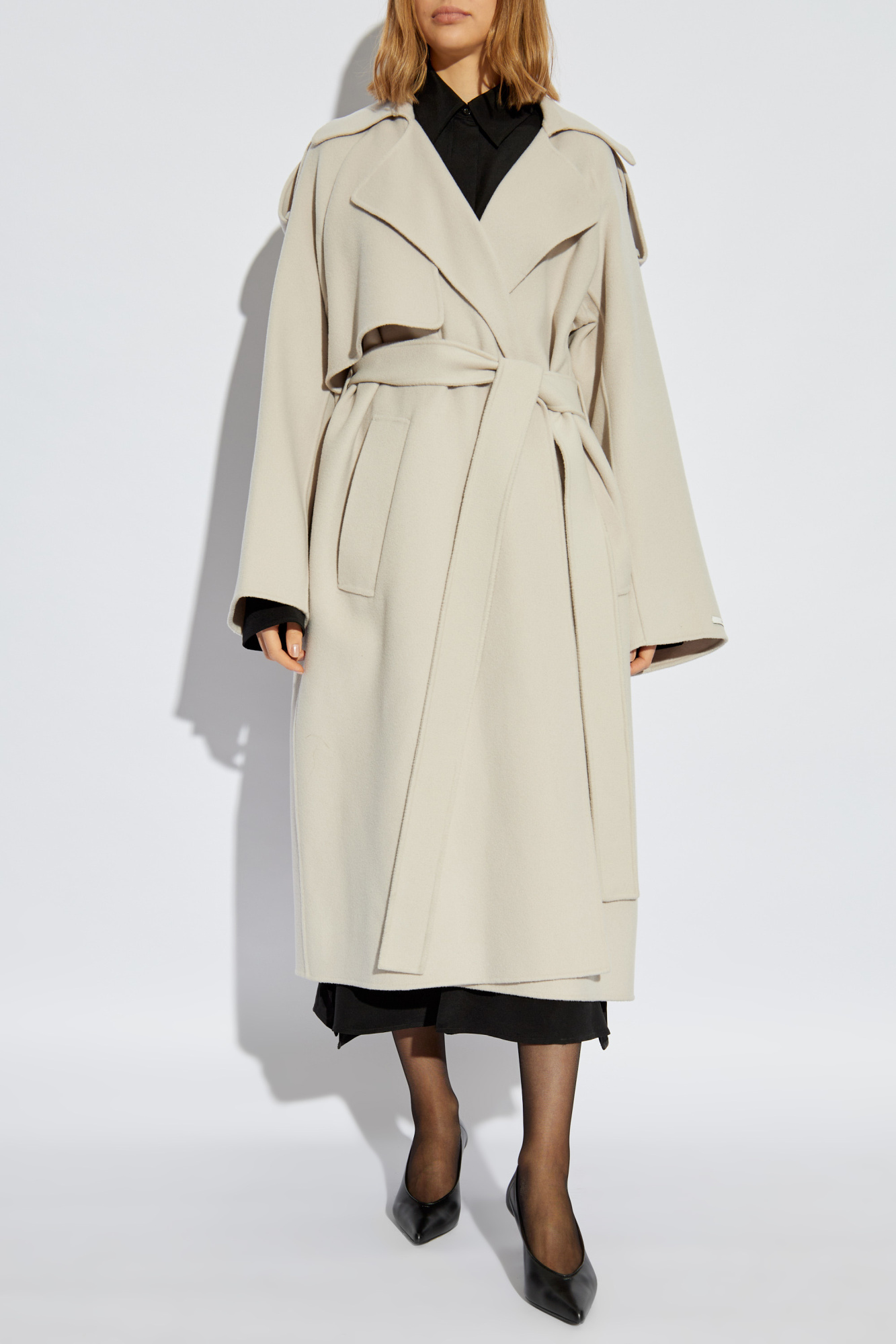 コート SPORTMAX Women Trench Coats 2512471013600001 White Sportmax Fiore Coat | Neutrals | FARFETCH JO